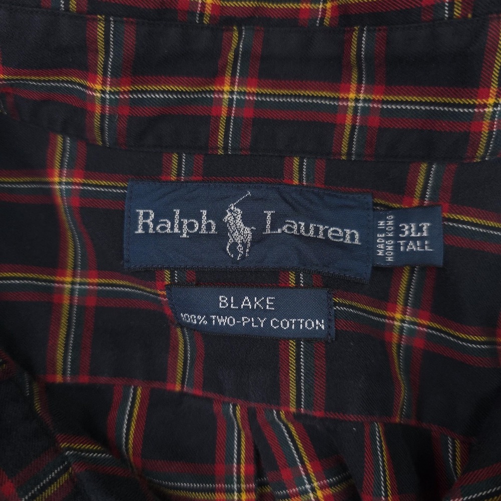 Ralph Lauren Shirt Mens 3XLT Black Plaid Long Sleeve Blake Cotton Button Down - Picture 5 of 11